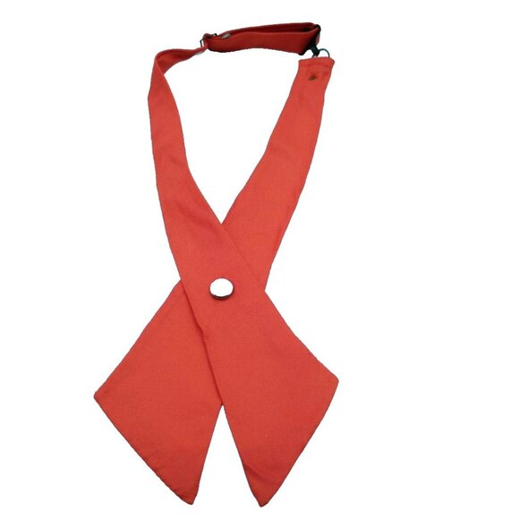Crossover Bow Tie Orange Red Pearl Snap Uniform Formal Adjustable Hook Necktie - Picture 1 of 6